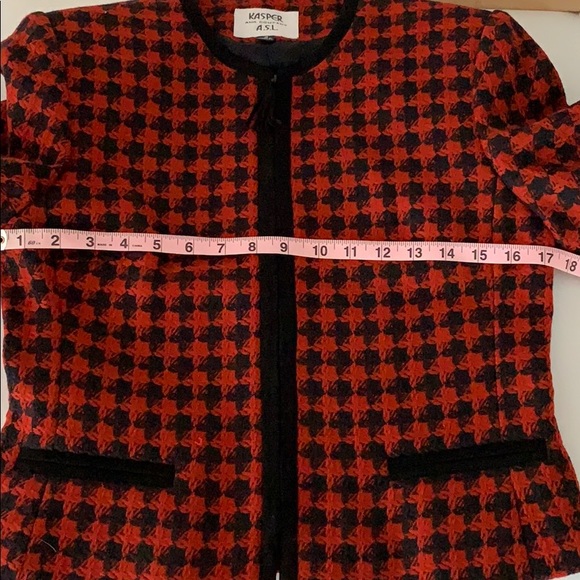 Kasper tweed red black houndstooth jacket blazer - Picture 6 of 7